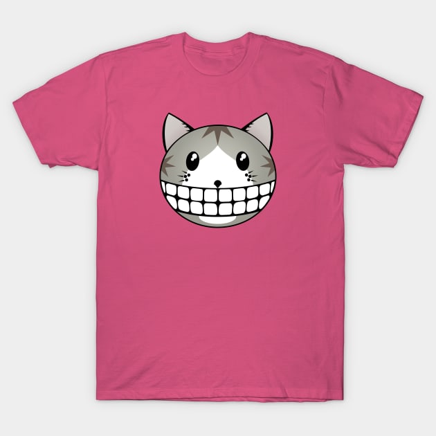 Cute Tabby Tuxie Kitty with Cheshire Cat Grin T-Shirt by RawSunArt